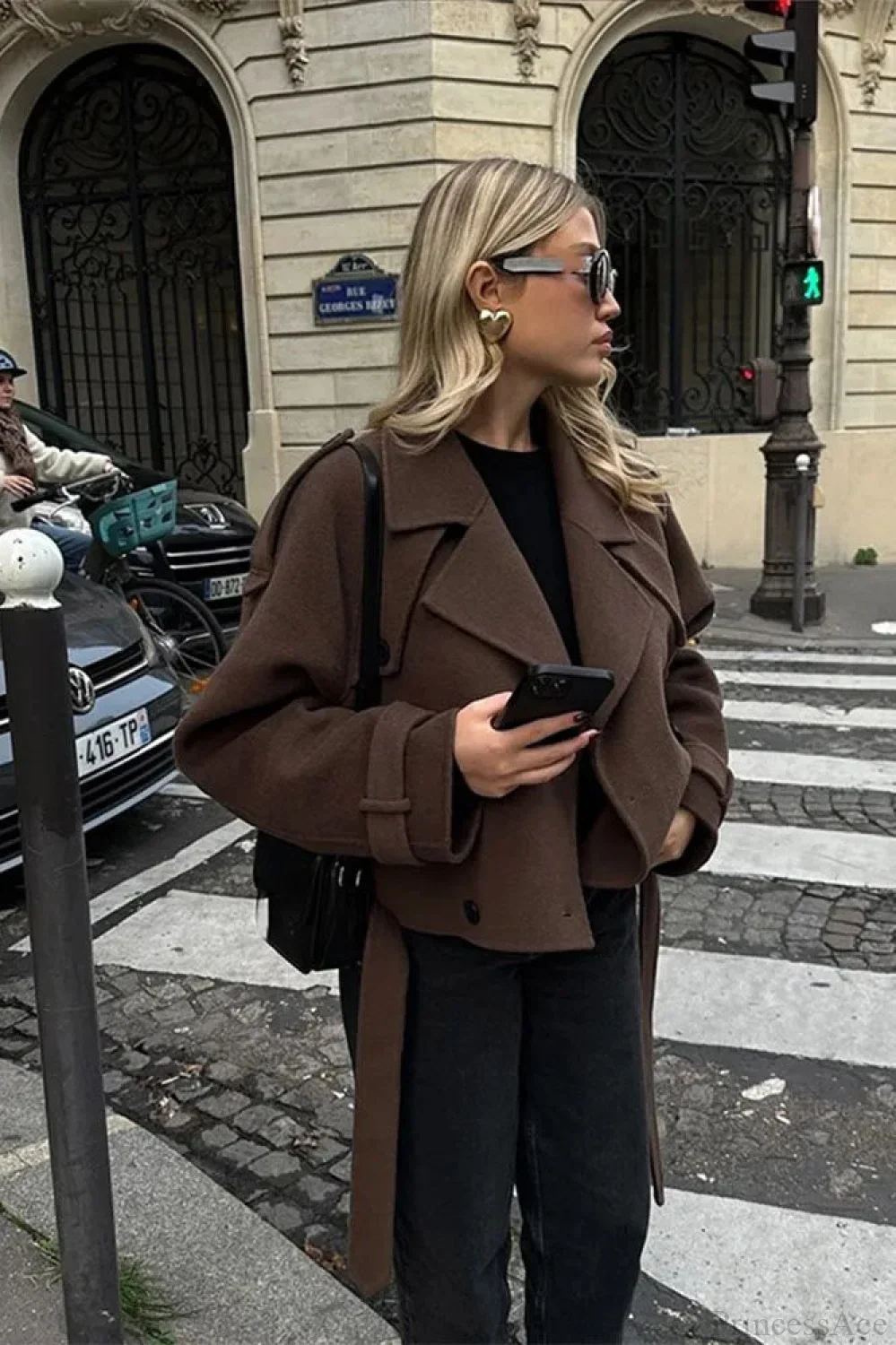 Retro Lapel Woolen Coat - Image 3
