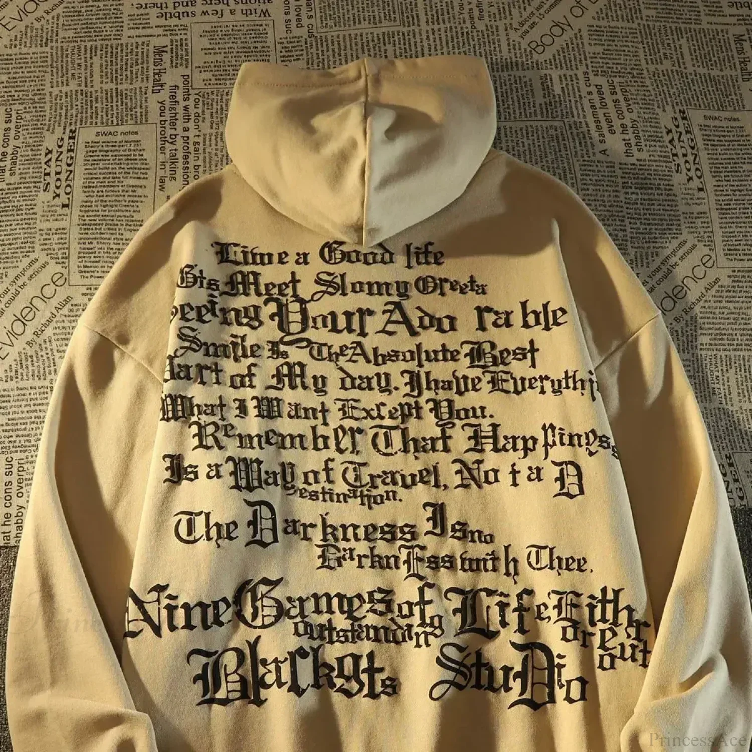 Retro Large Size Gothic Print Hoodie - Image 2