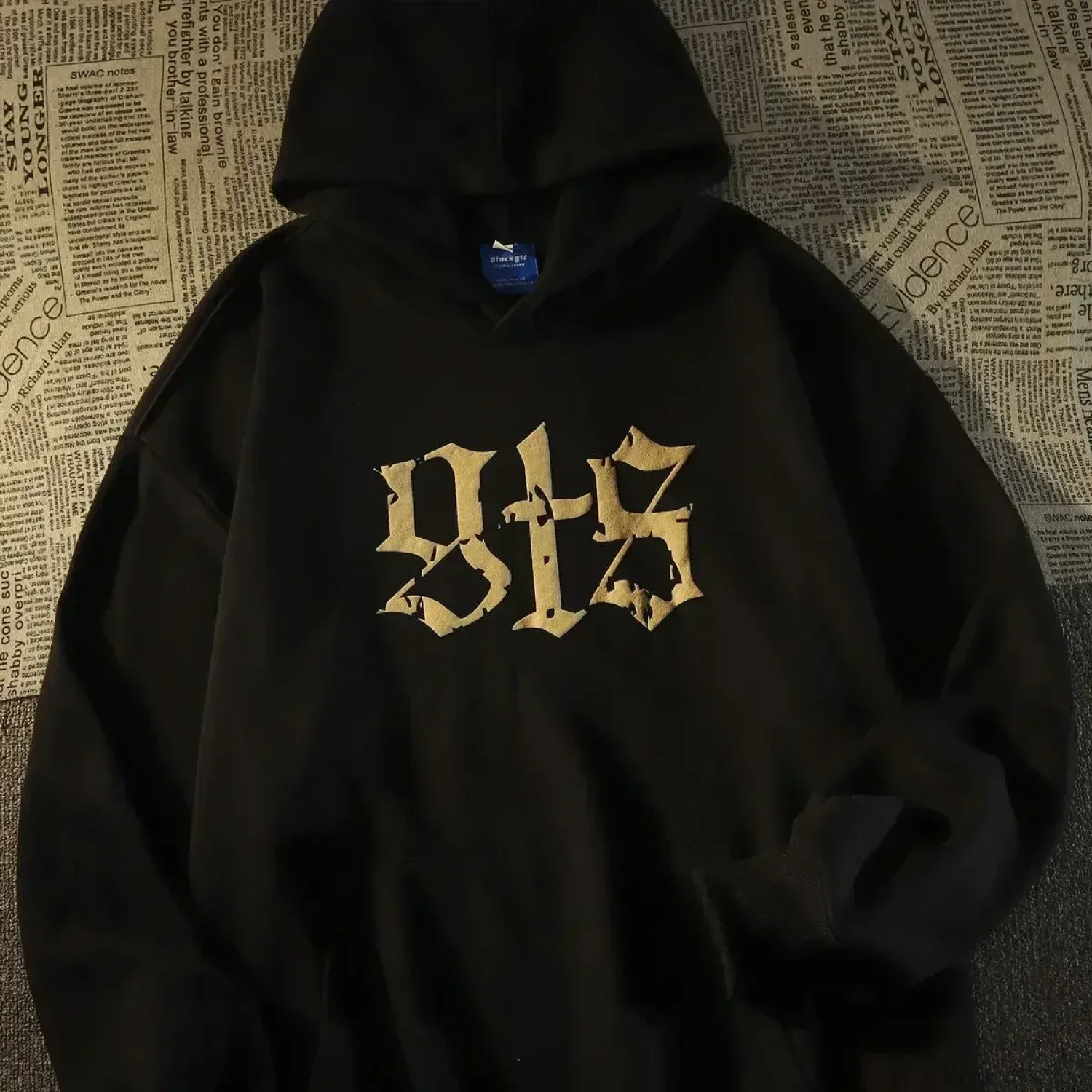 Retro Large Size Gothic Print Hoodie - Image 3