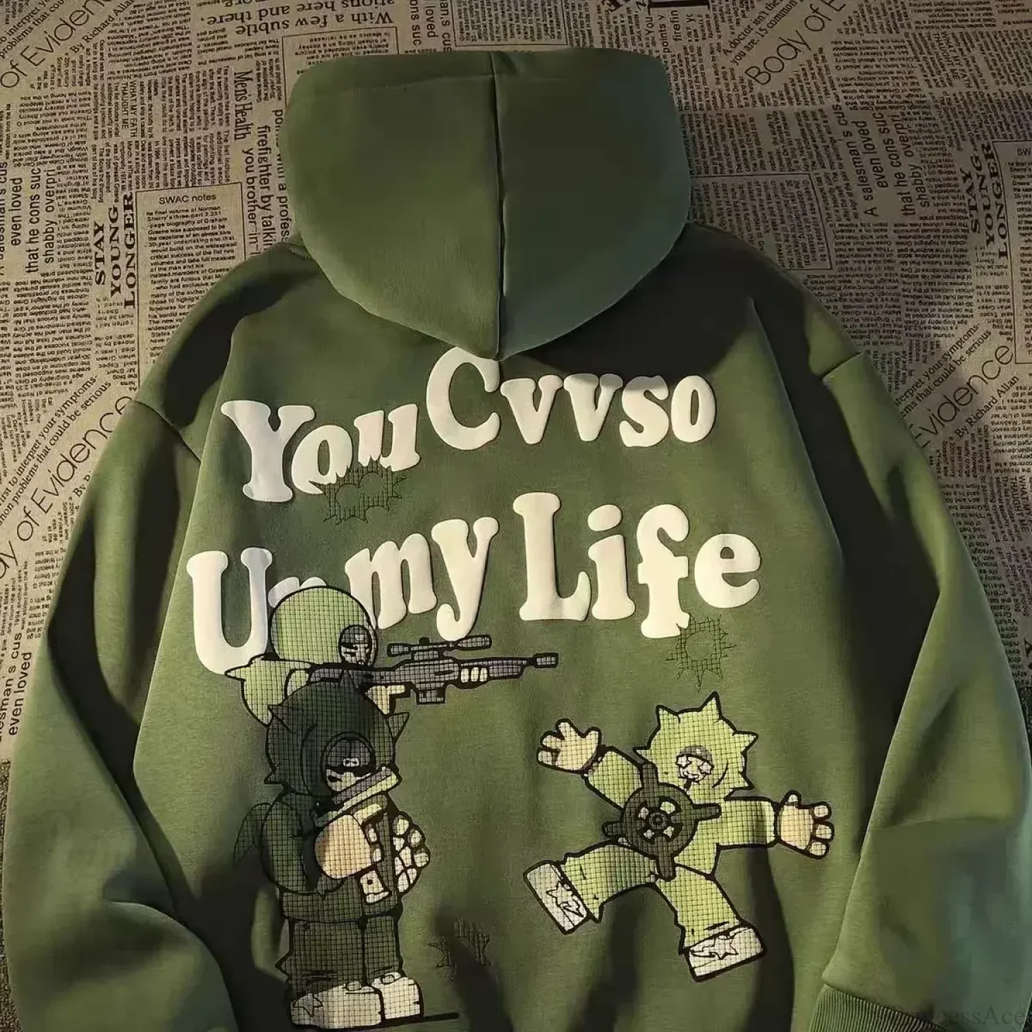 Retro Large Size Gothic Print Hoodie - Image 6