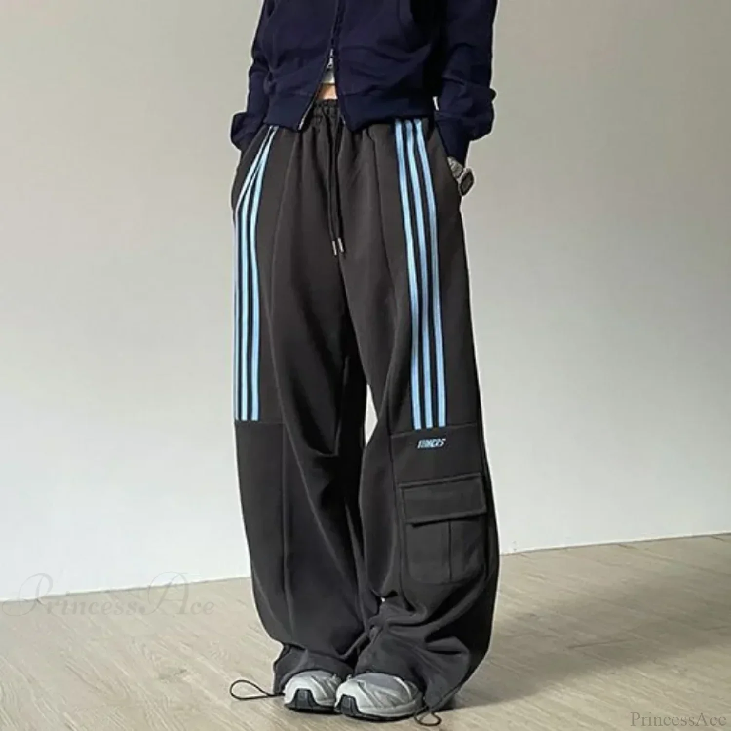 Retro Lazy Stripes Wide Leg Pants - Image 2