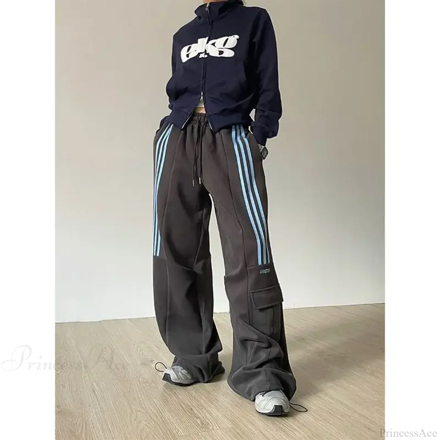 Retro Lazy Stripes Wide Leg Pants - Image 6