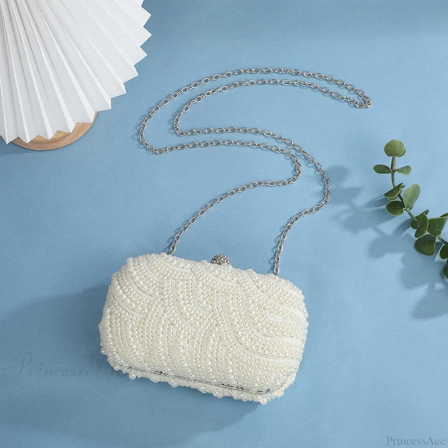Retro Luxurious Pearl Wave Style Evening Clutch Bag - Image 3