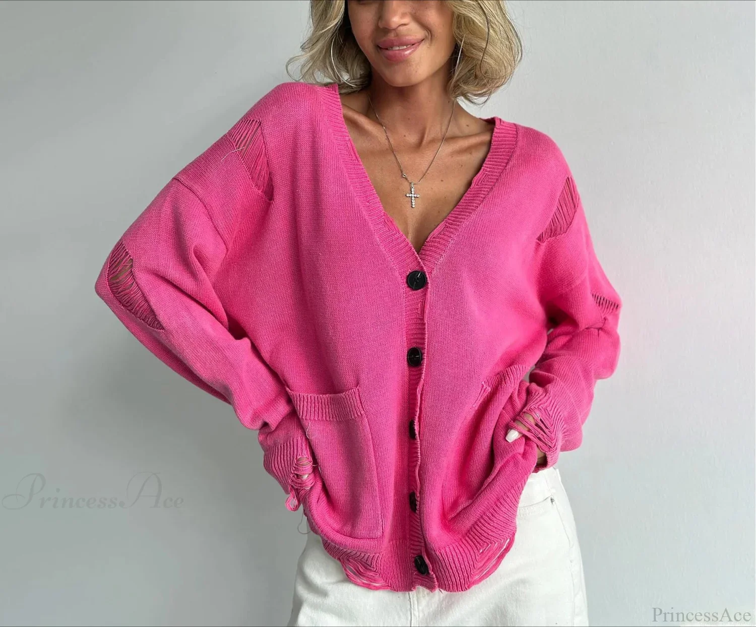 Retro Oversized Soft Button Knitted Cardigan - Image 2