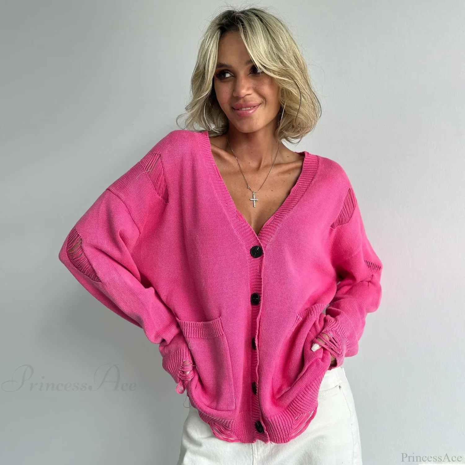 Retro Oversized Soft Button Knitted Cardigan - Image 8