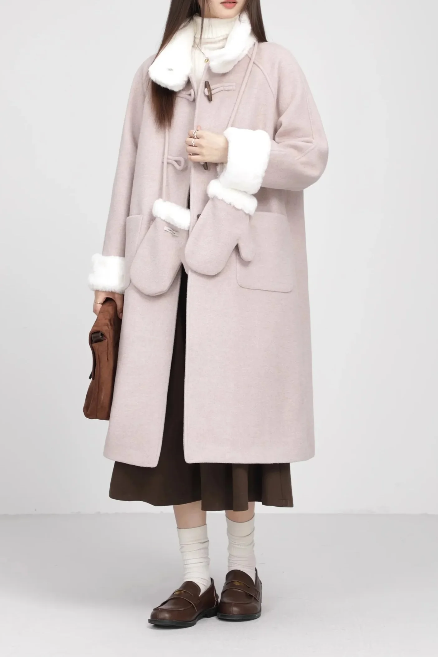Retro Patchwork Horn Button Overcoat - Image 9