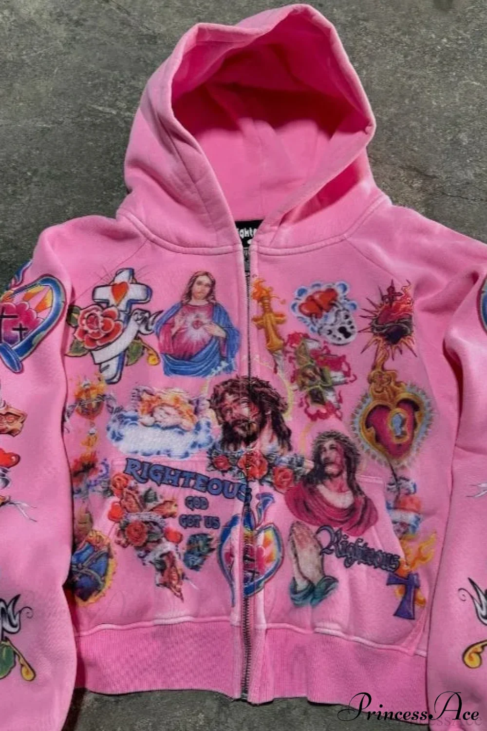 Retro Pattern Printed Loose Hoodie - Image 2