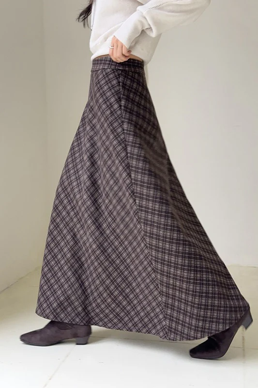 Retro Plaid High-Waist Skirt