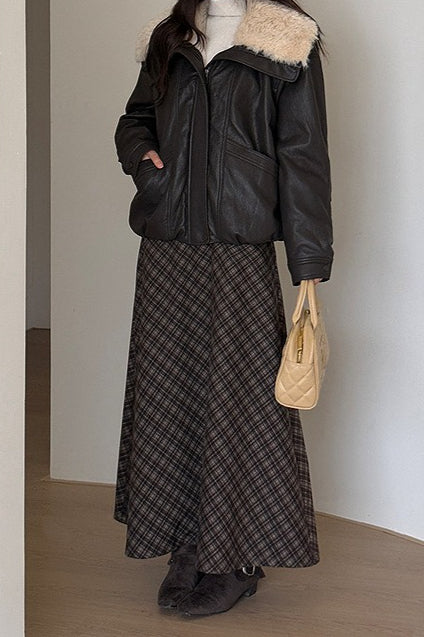 Retro Plaid High-Waist Skirt - Image 7