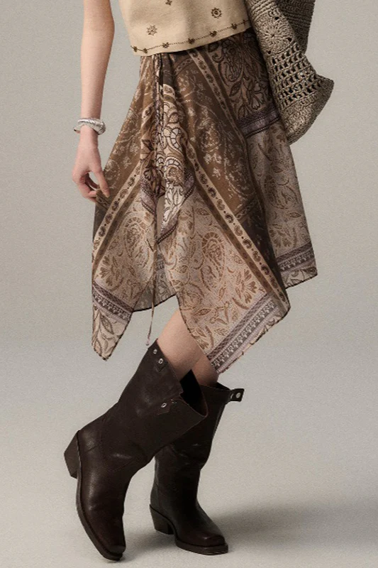 Retro Printed Overlap Midi Skirt - Image 2