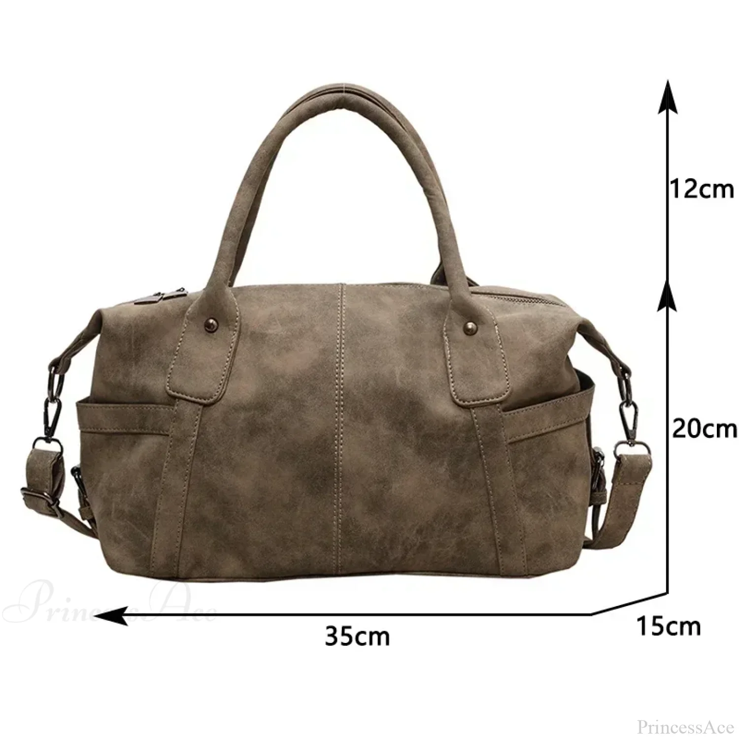 Retro PU Leather Shoulder Tote High Capacity Crossbody Handbag - Image 5