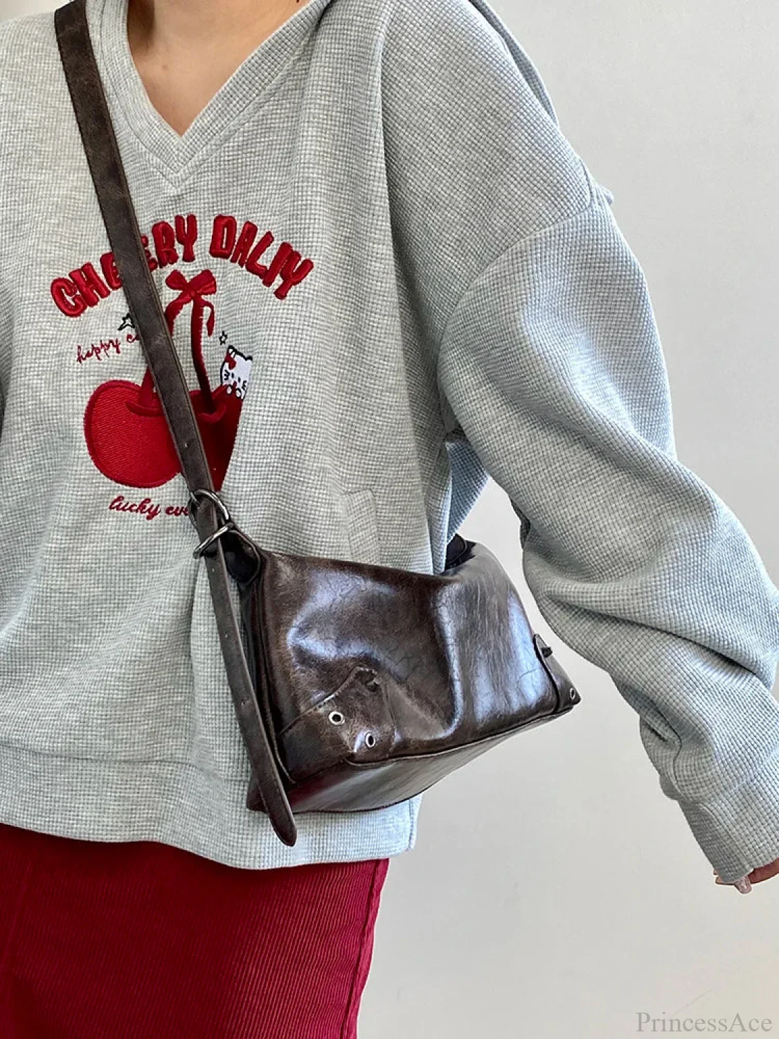 Retro PU Leather Y2K Shoulder Bag - Image 2