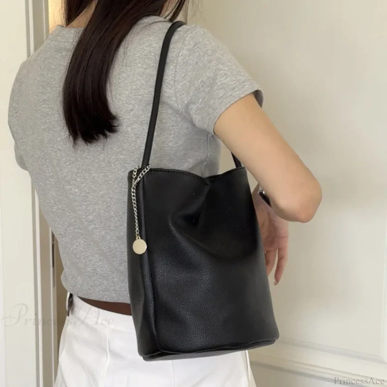 Retro Soft Leather Bucket Shoulder Bag - Image 6