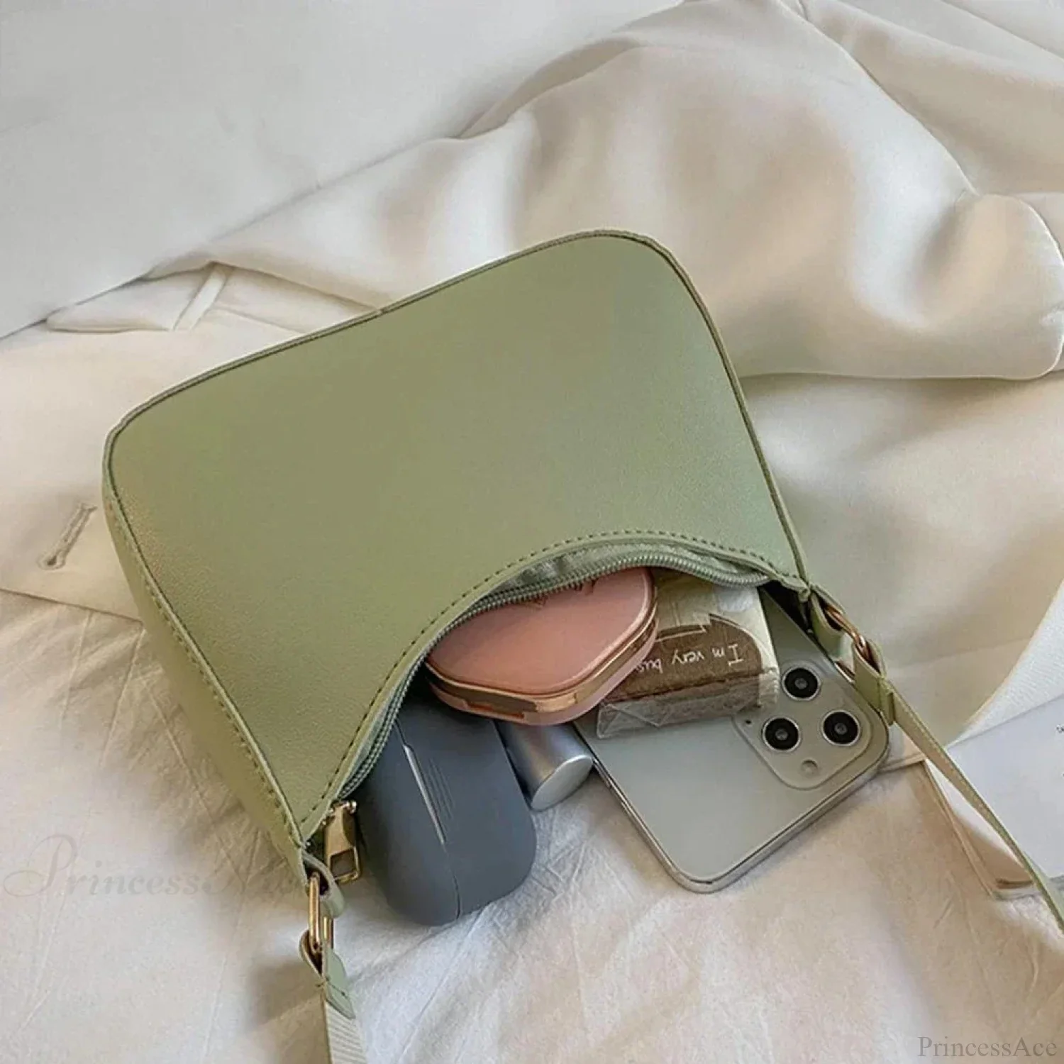 Retro Solid Color PU Leather Underarm Bag - Image 6