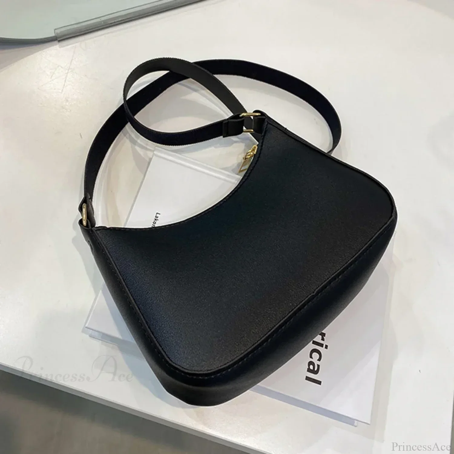 Retro Solid Color PU Leather Underarm Bag - Image 7