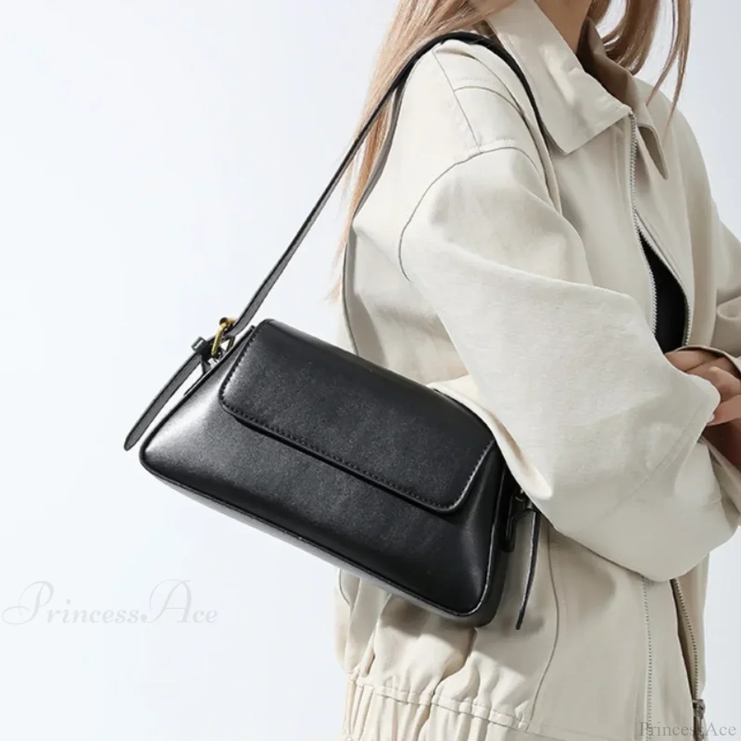 Retro Solid PU Leather Winter Shoulder Bag - Image 3
