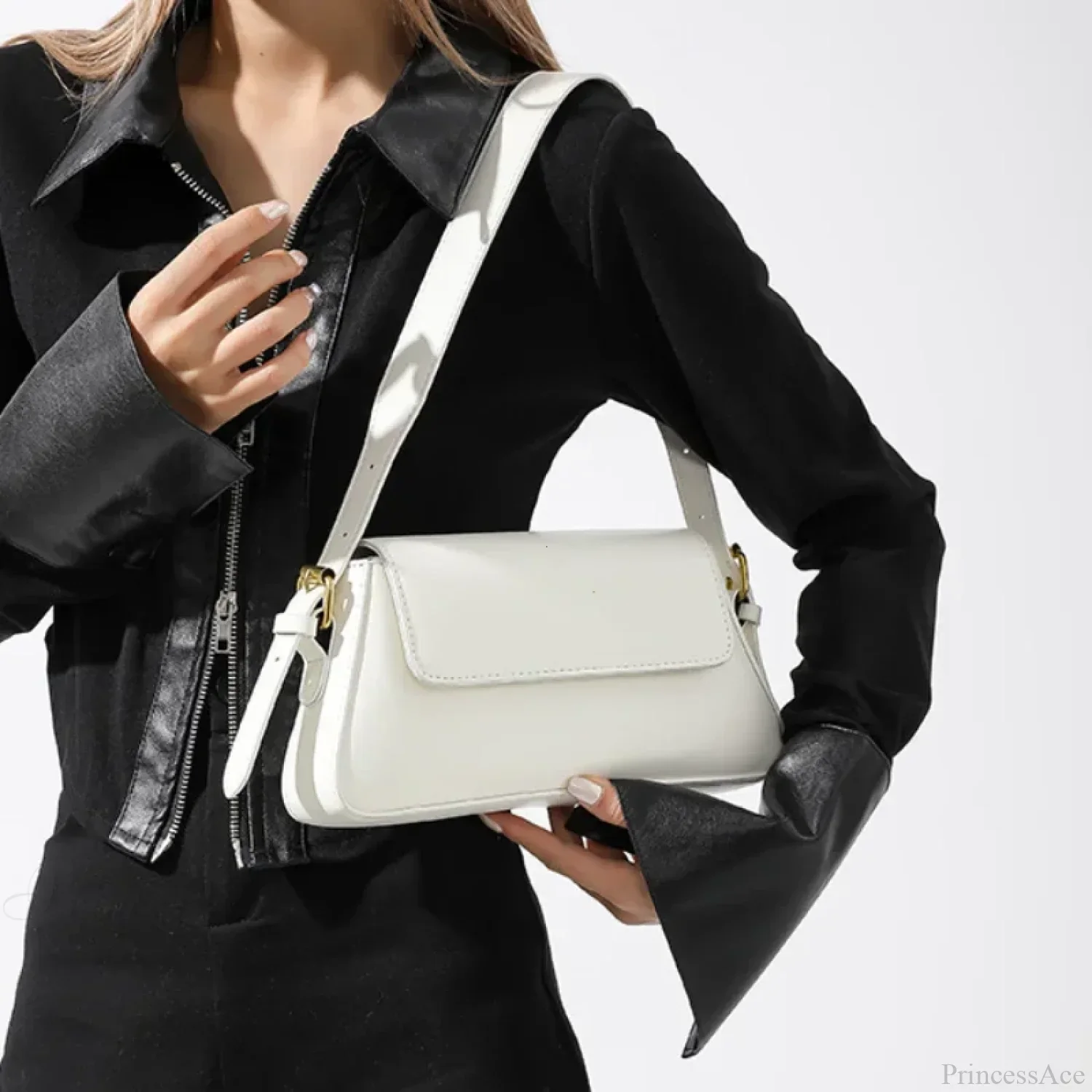 Retro Solid PU Leather Winter Shoulder Bag - Image 4