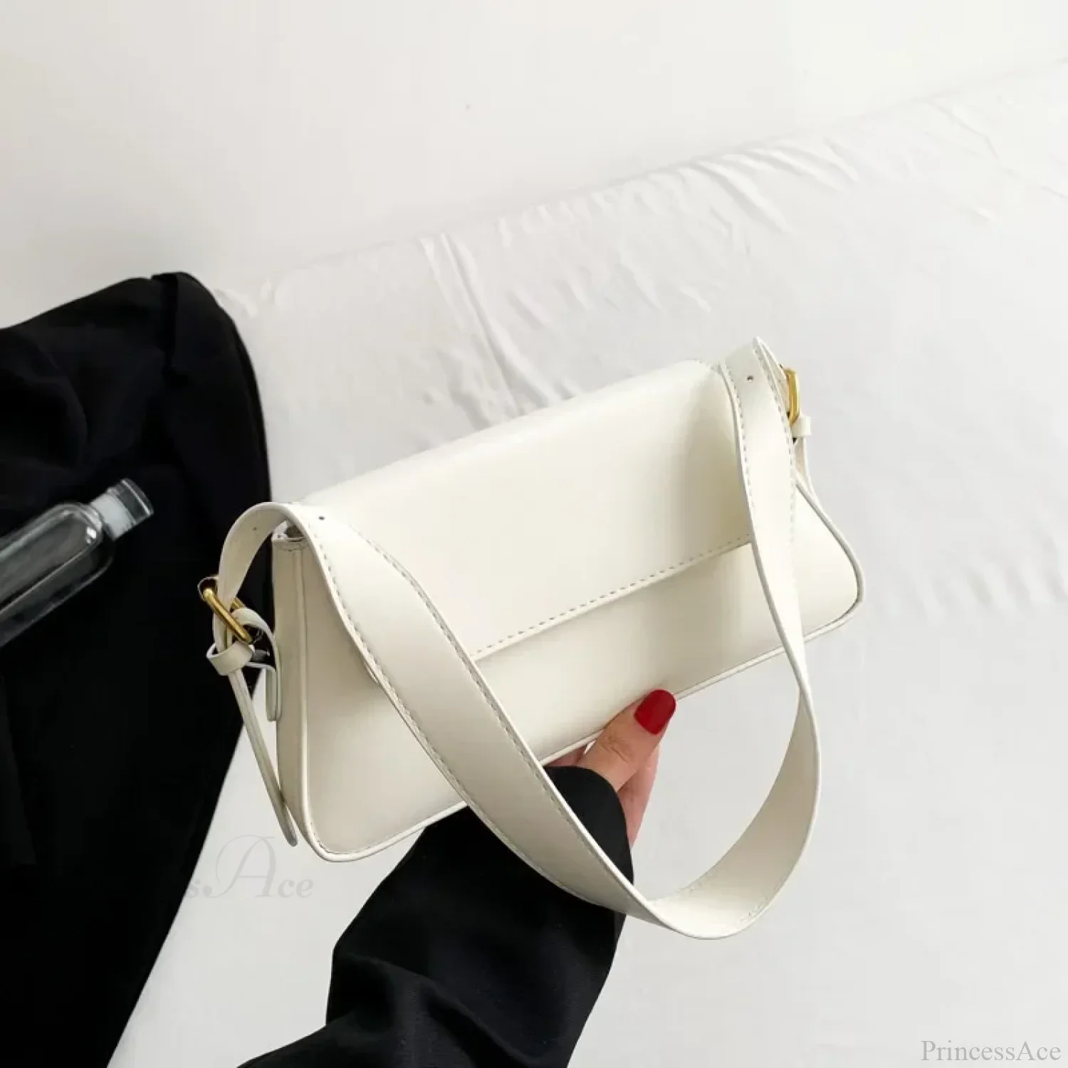 Retro Solid PU Leather Winter Shoulder Bag - Image 5