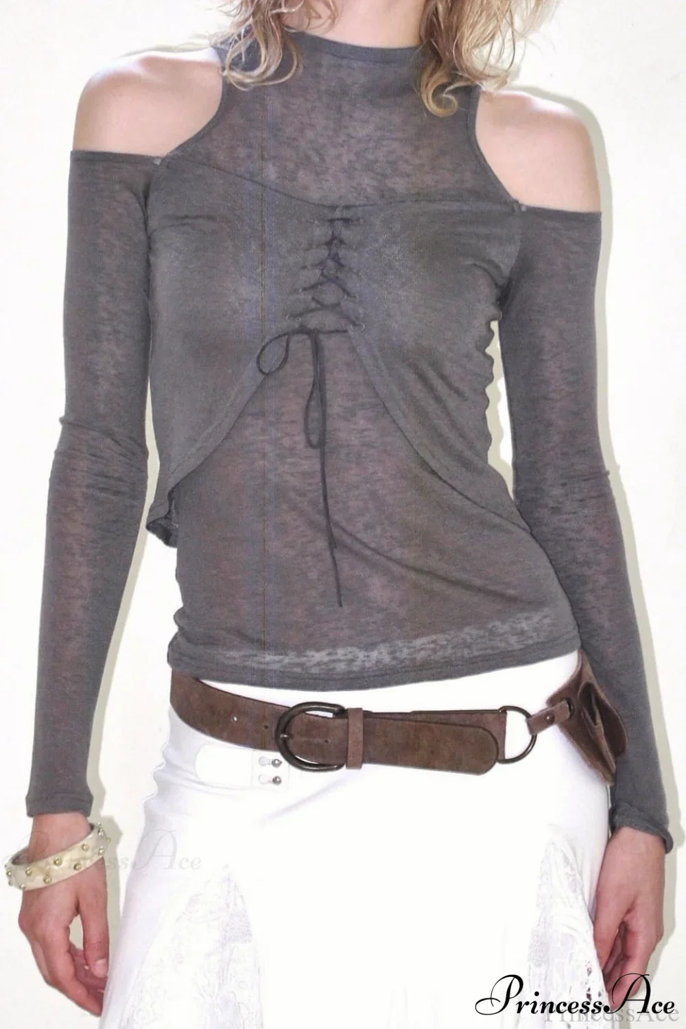 Retro Streetwear Off-Shoulder Turtleneck Long-Sleeve Knit Top - Image 3