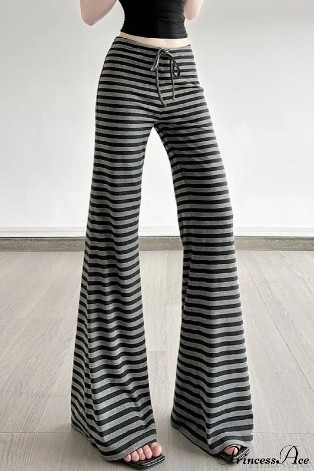 Retro Striped Bootcut Knit Pants - Image 2