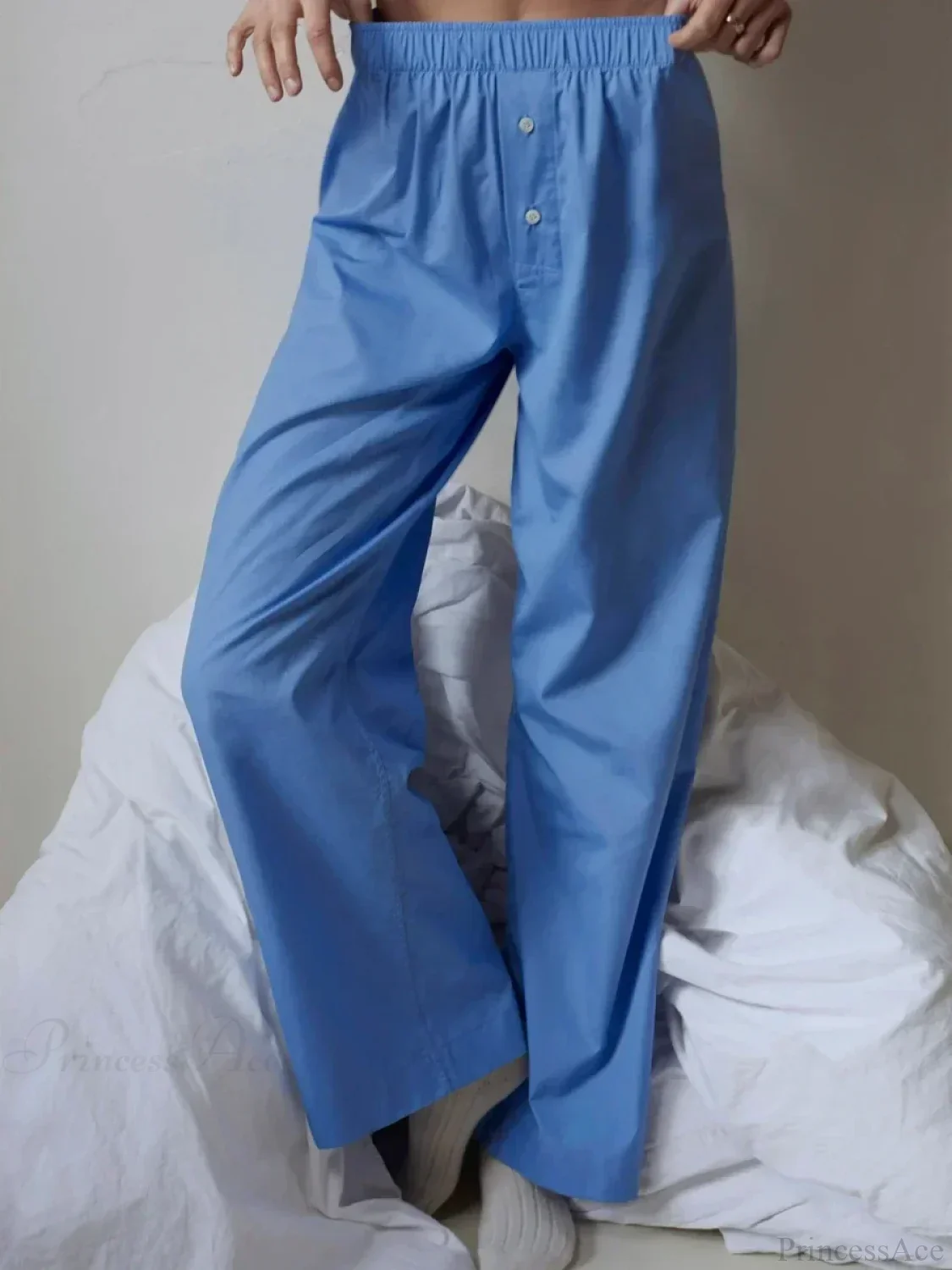 Retro Striped Button High Waist Straight Pant - Image 4