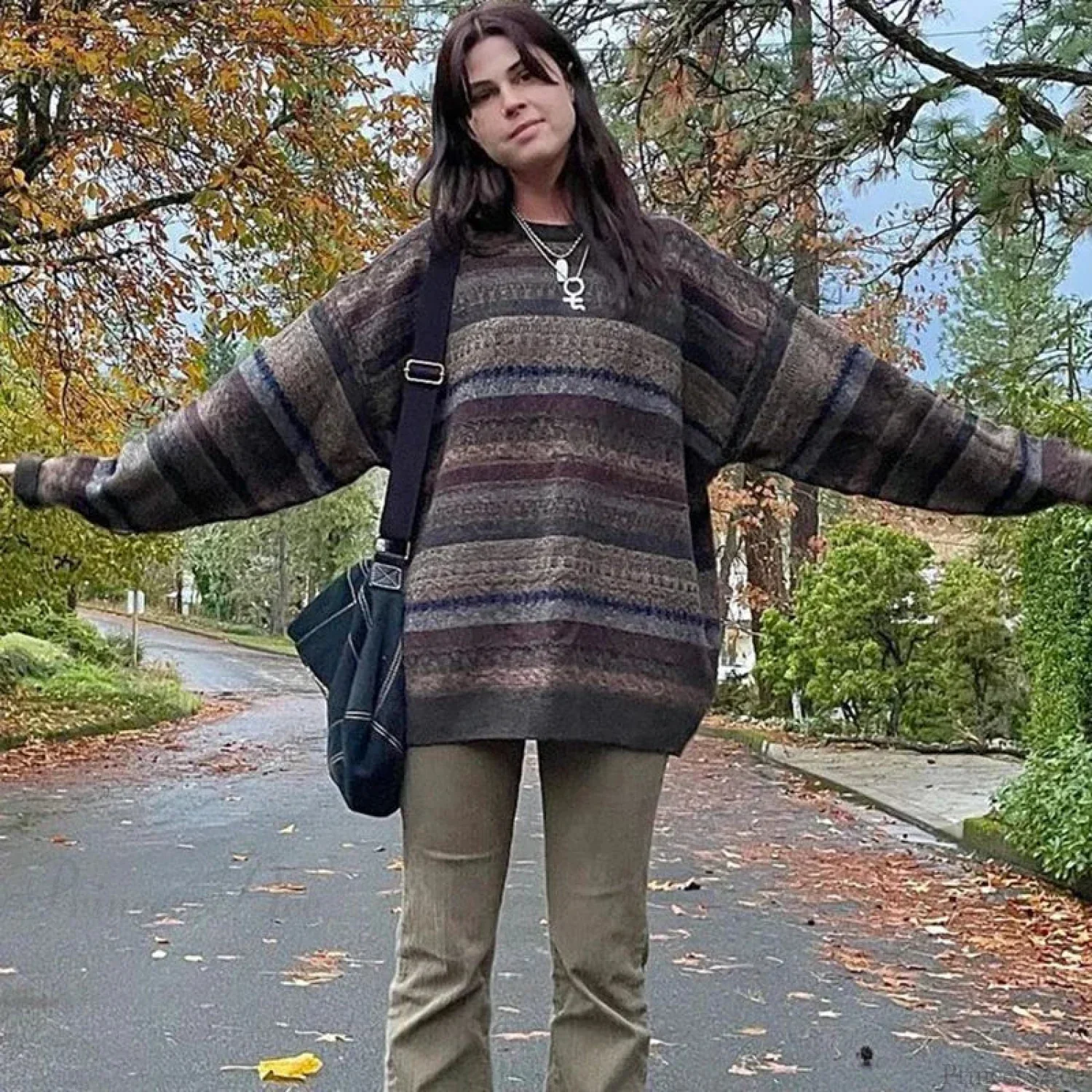 Retro Striped Knit Sweater - Image 2