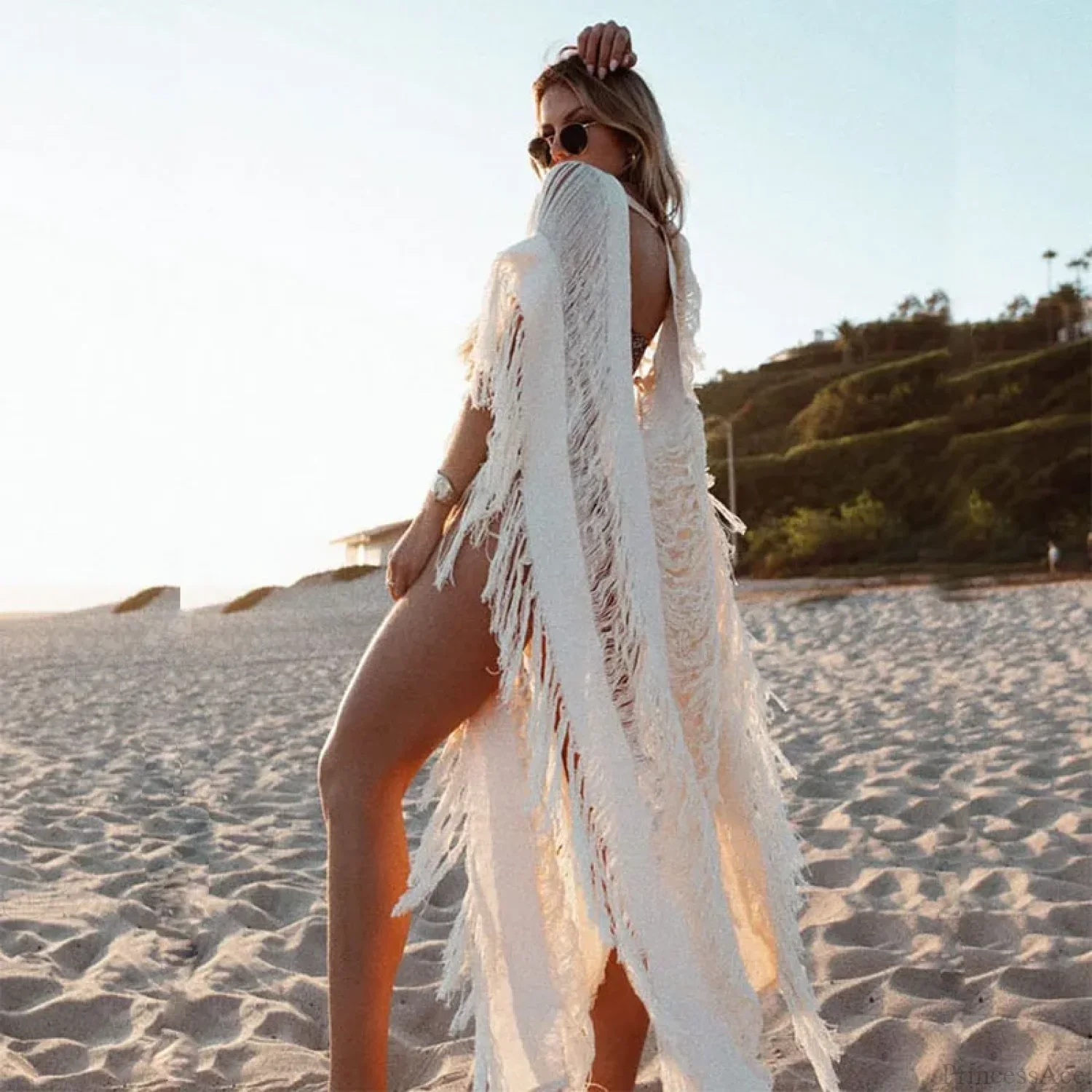 Retro V-Neck Beach Dress Swim Cover Up - Image 3