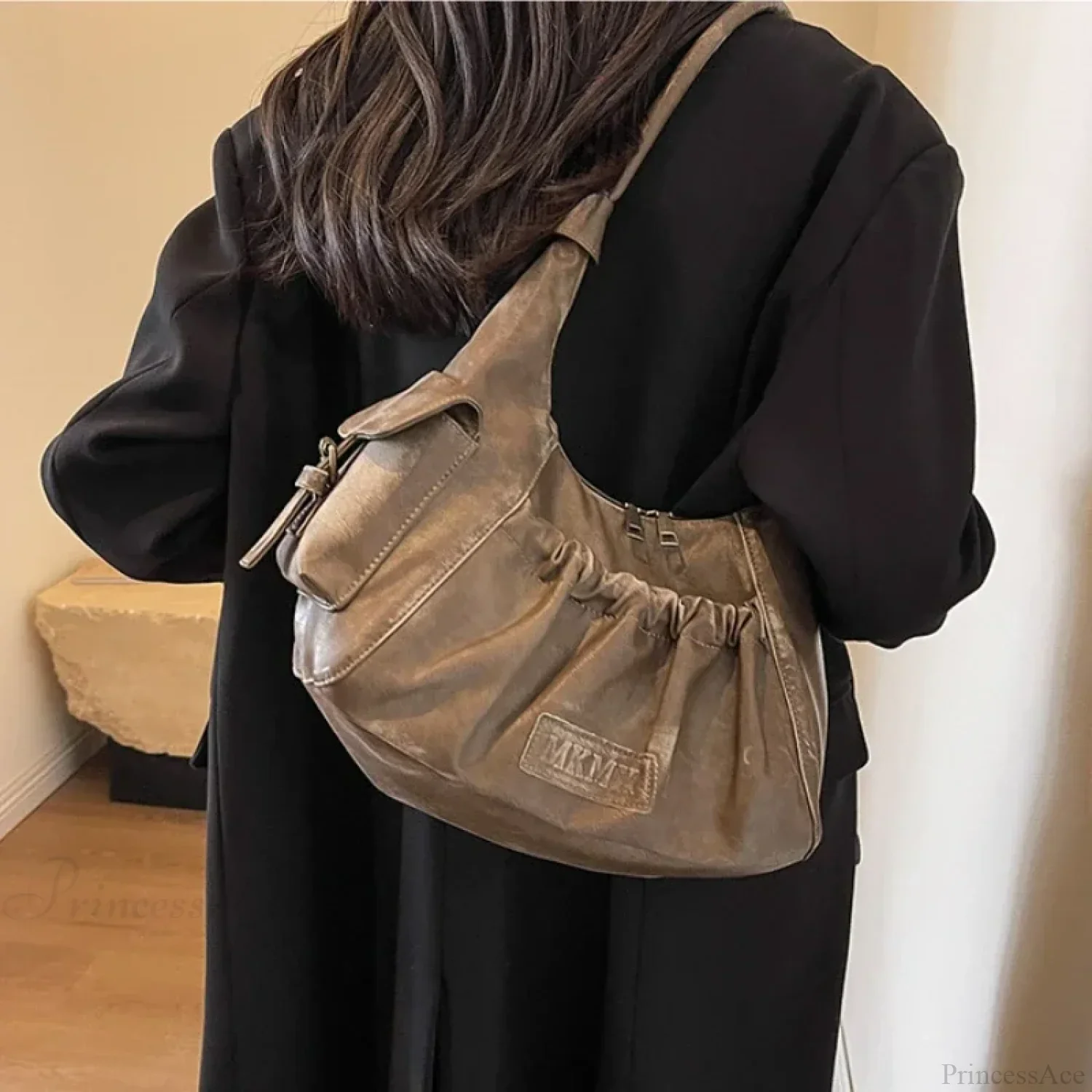 Retro Winter Leather Underarm Shoulder Bag - Image 3