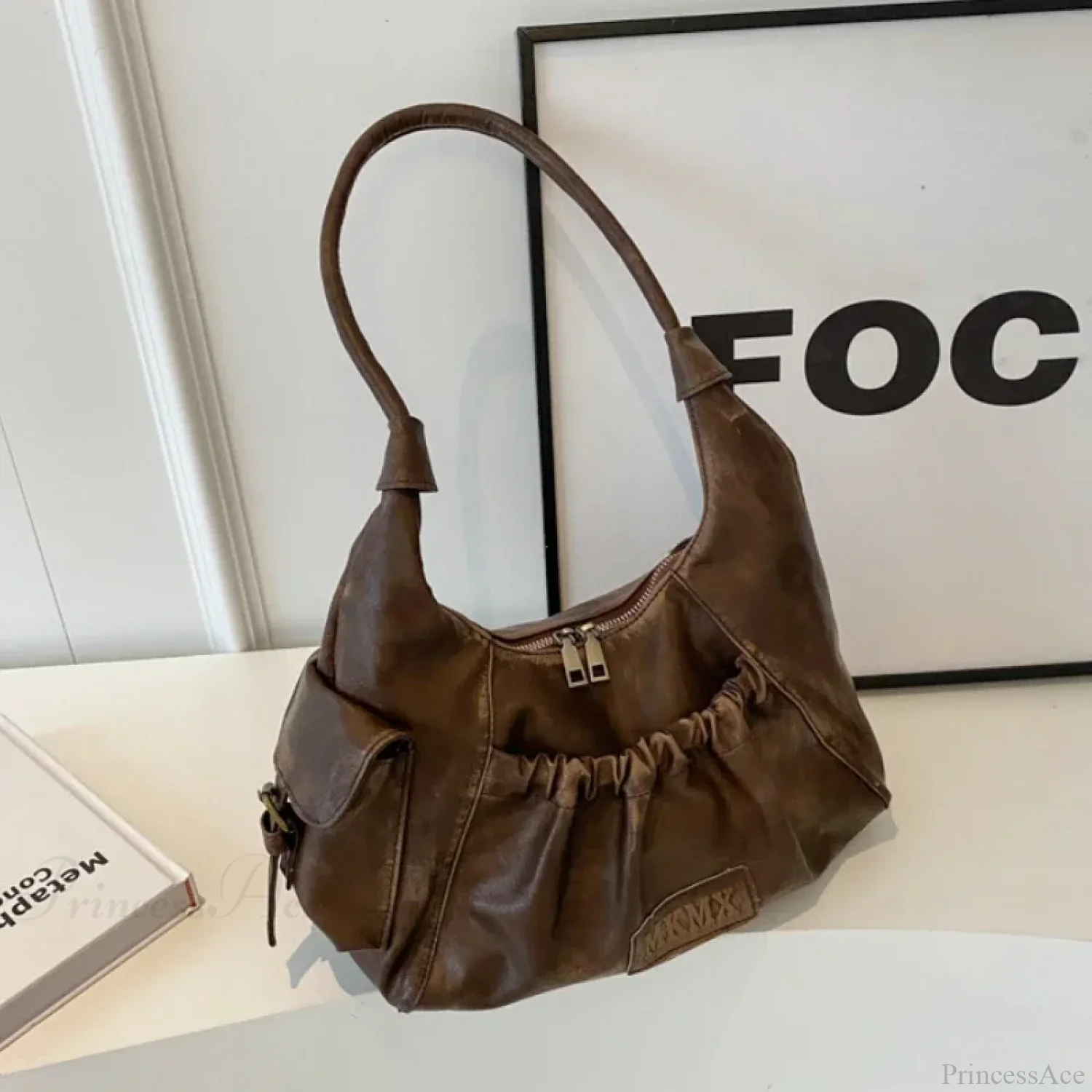 Retro Winter Leather Underarm Shoulder Bag - Image 8
