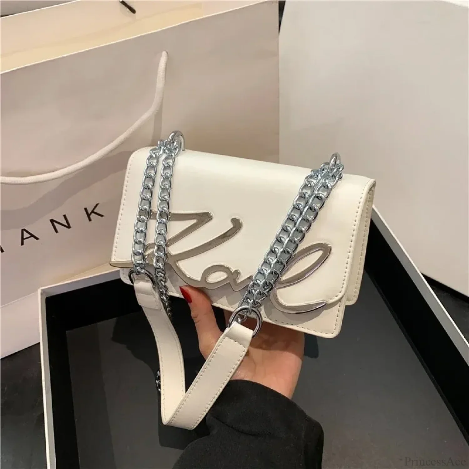 Retro Zipper Square Shoulder Tote Bag - Image 3