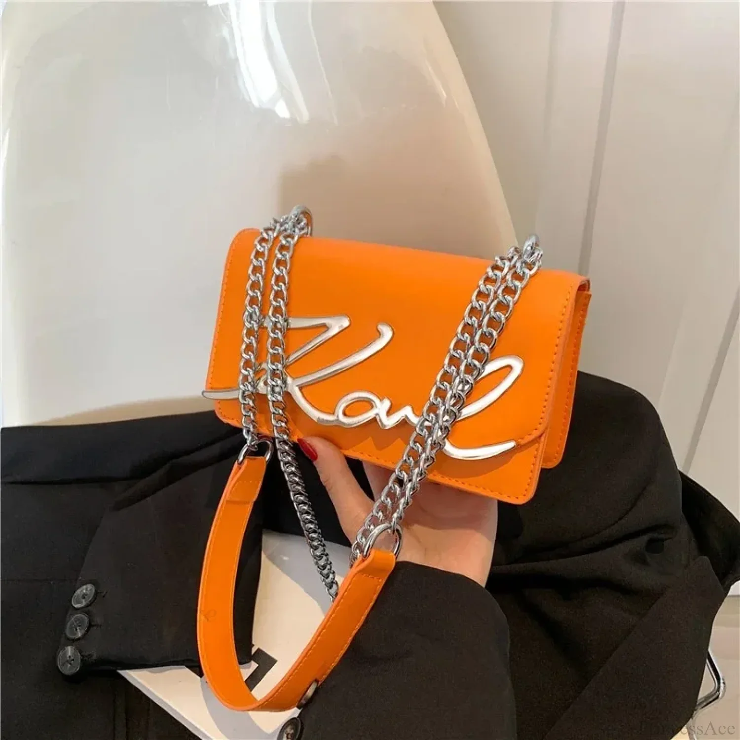 Retro Zipper Square Shoulder Tote Bag - Image 6