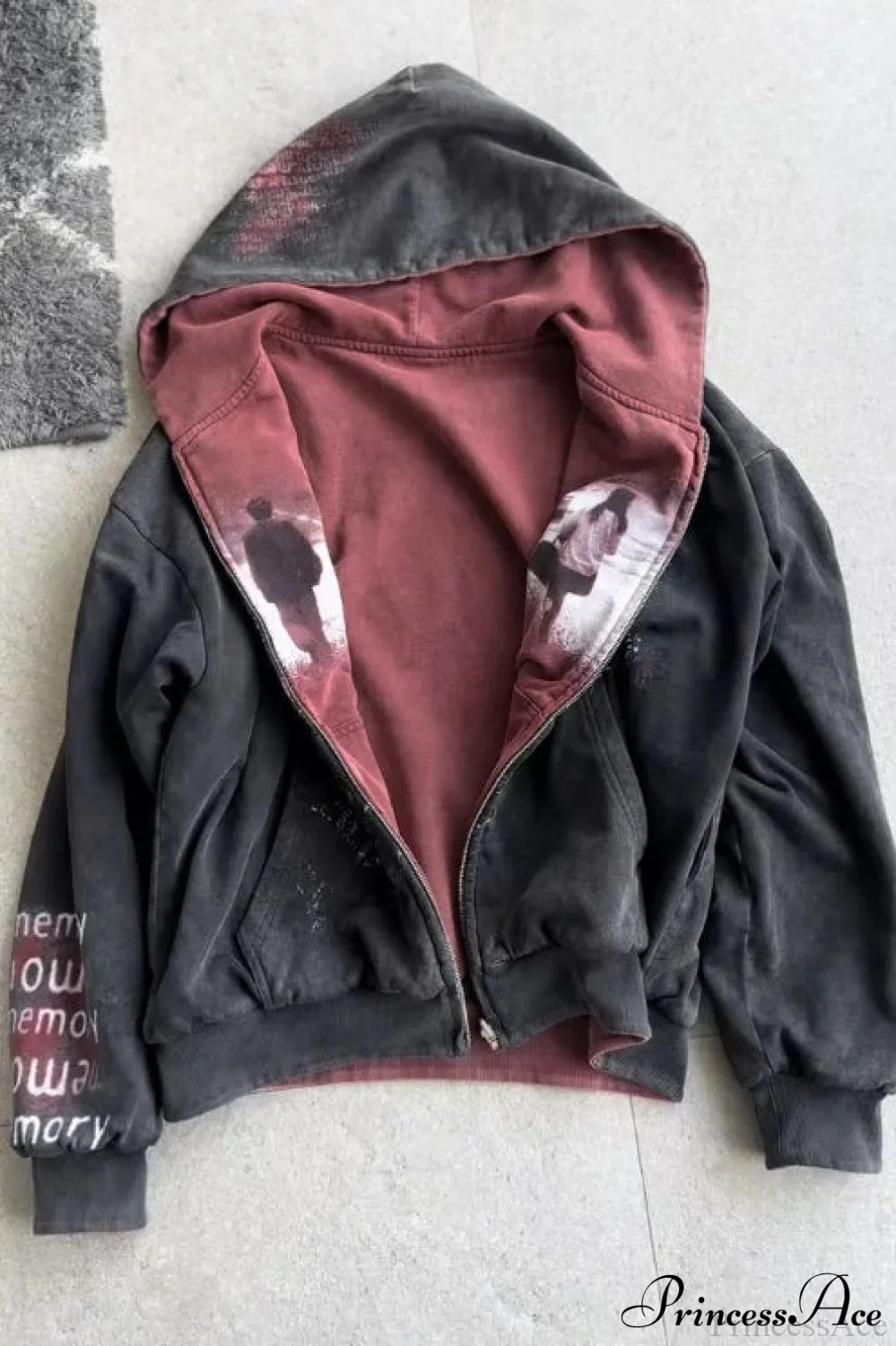 Reversible Retro Printed Patchwork Zip Hoodie - Image 2