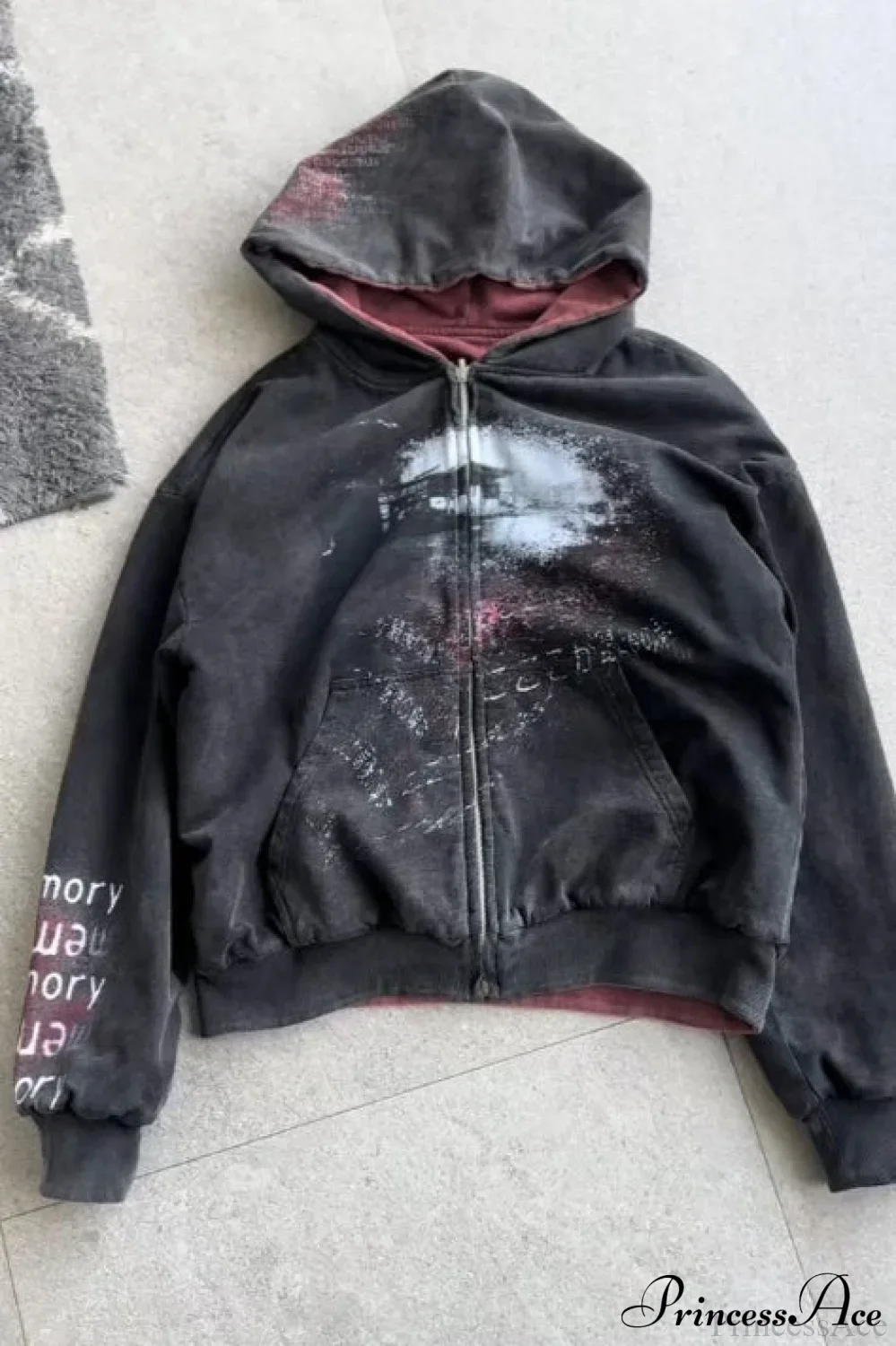 Reversible Retro Printed Patchwork Zip Hoodie - Image 3
