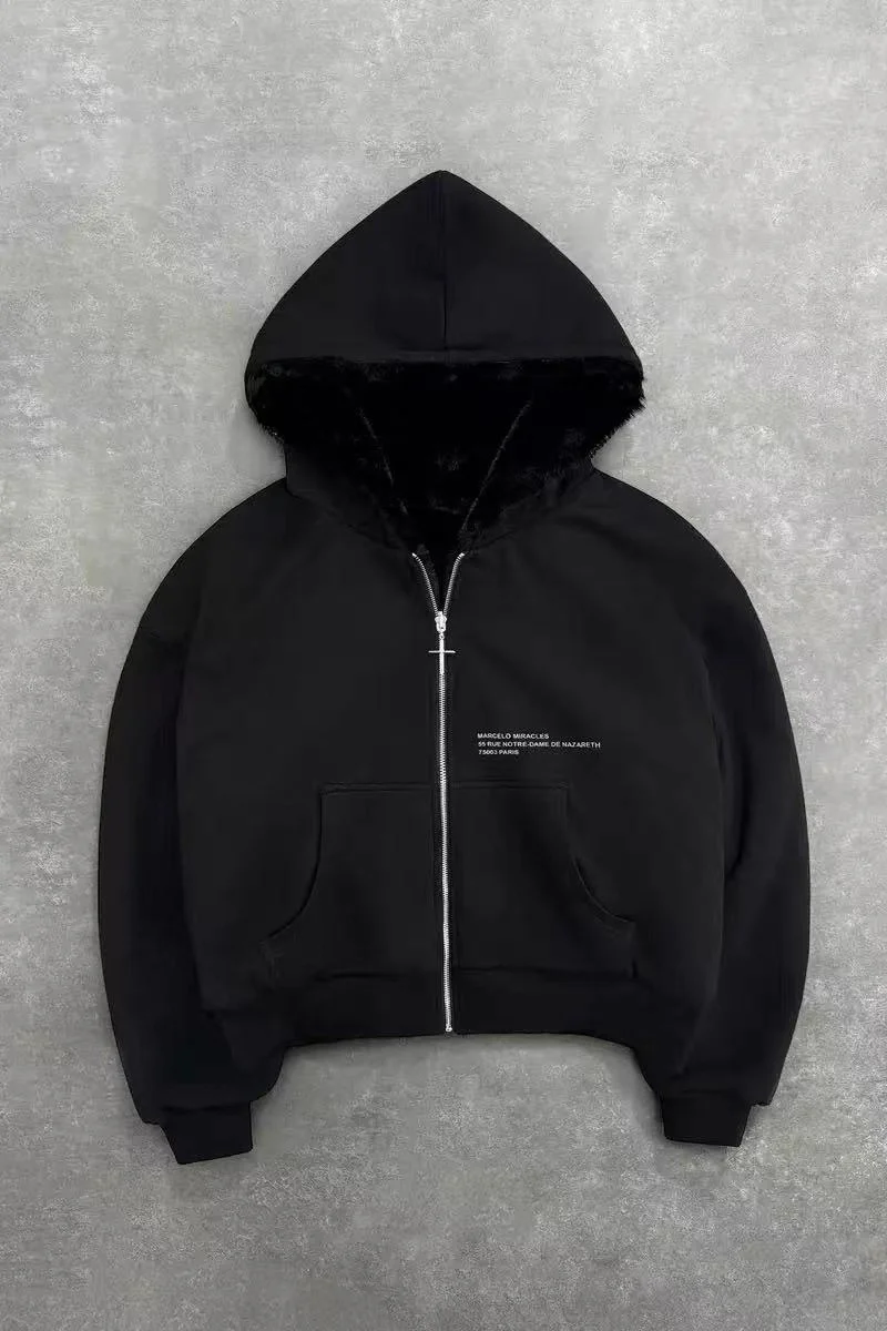 Reversible Vintage Leopard Zipper Hoodie - Image 5
