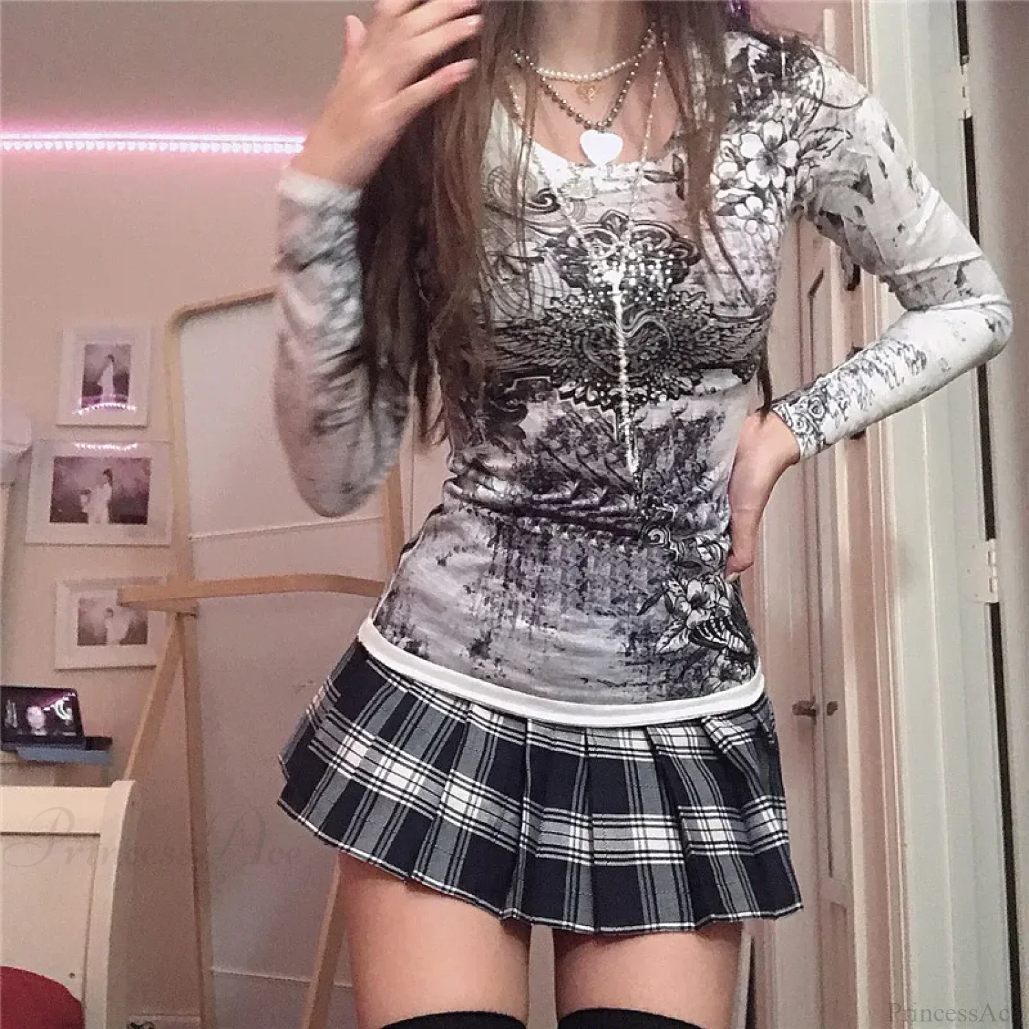 Rhinestone Graphic Knit Top - Image 3