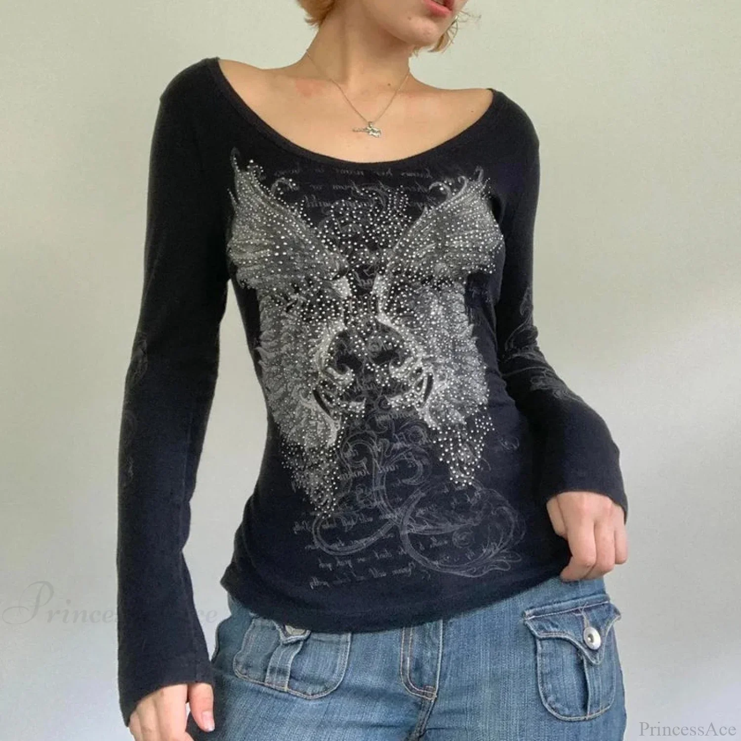Rhinestone Graphic Knit Top - Image 4