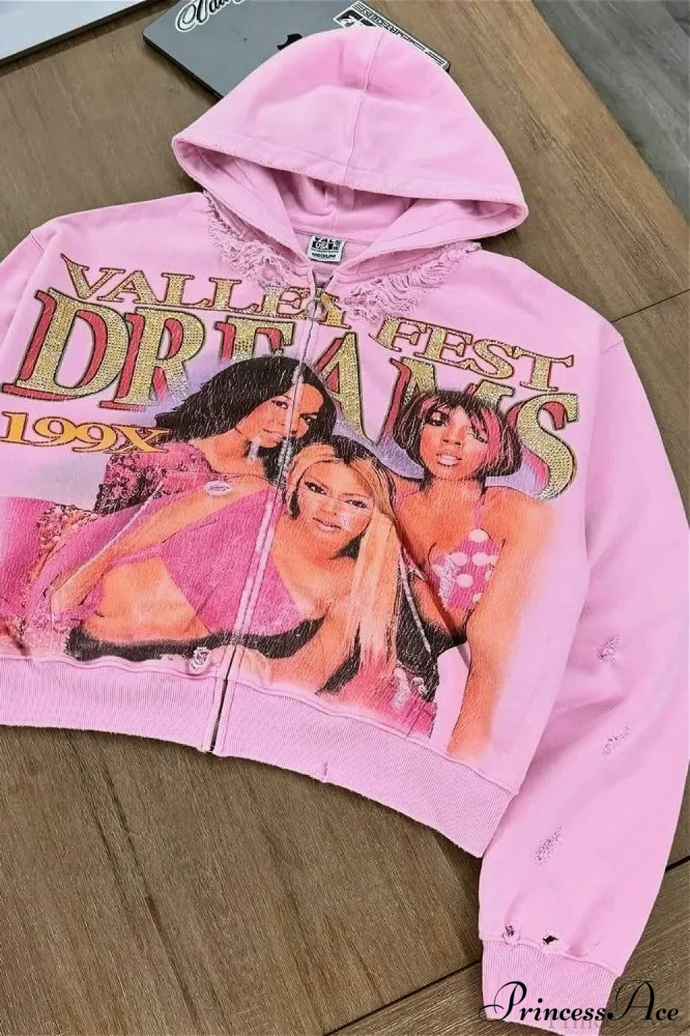 Rhinestone Print Vintage Street Edgy Hoodie - Image 3