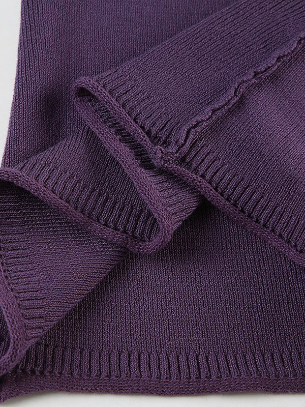 Ribbed Deep V Neck Knit Long Sleeve Tee - Image 5
