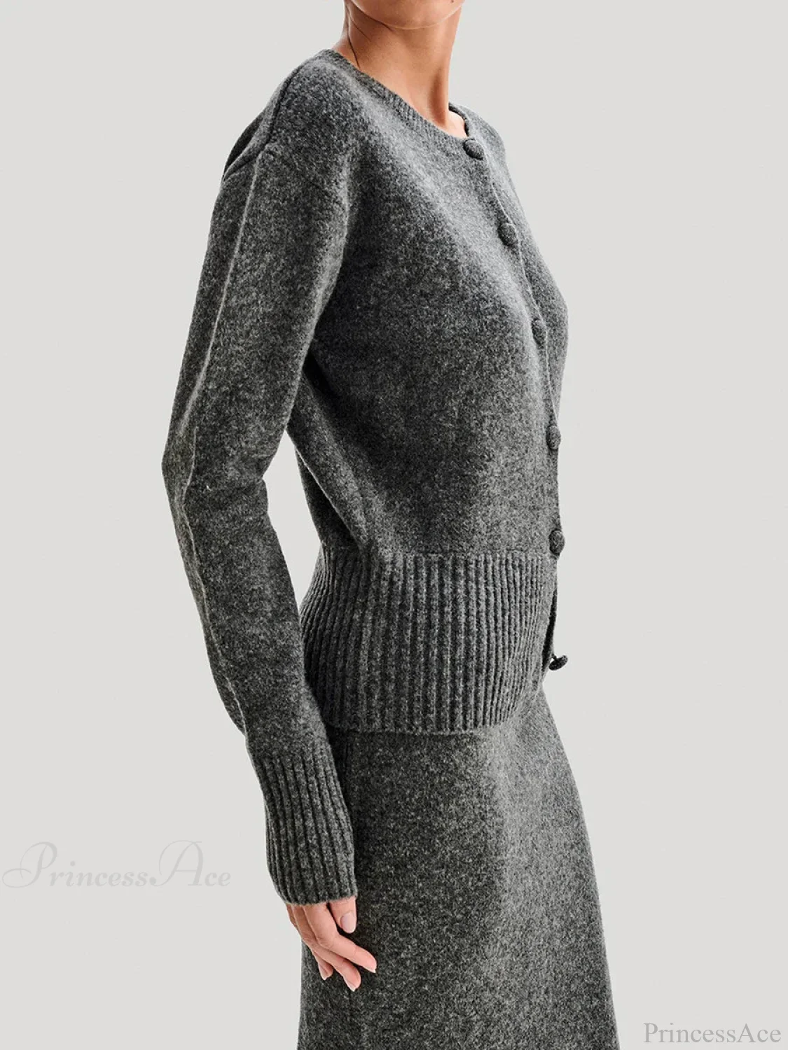 Ribbed Long Sleeve Button Cardigan - Image 3