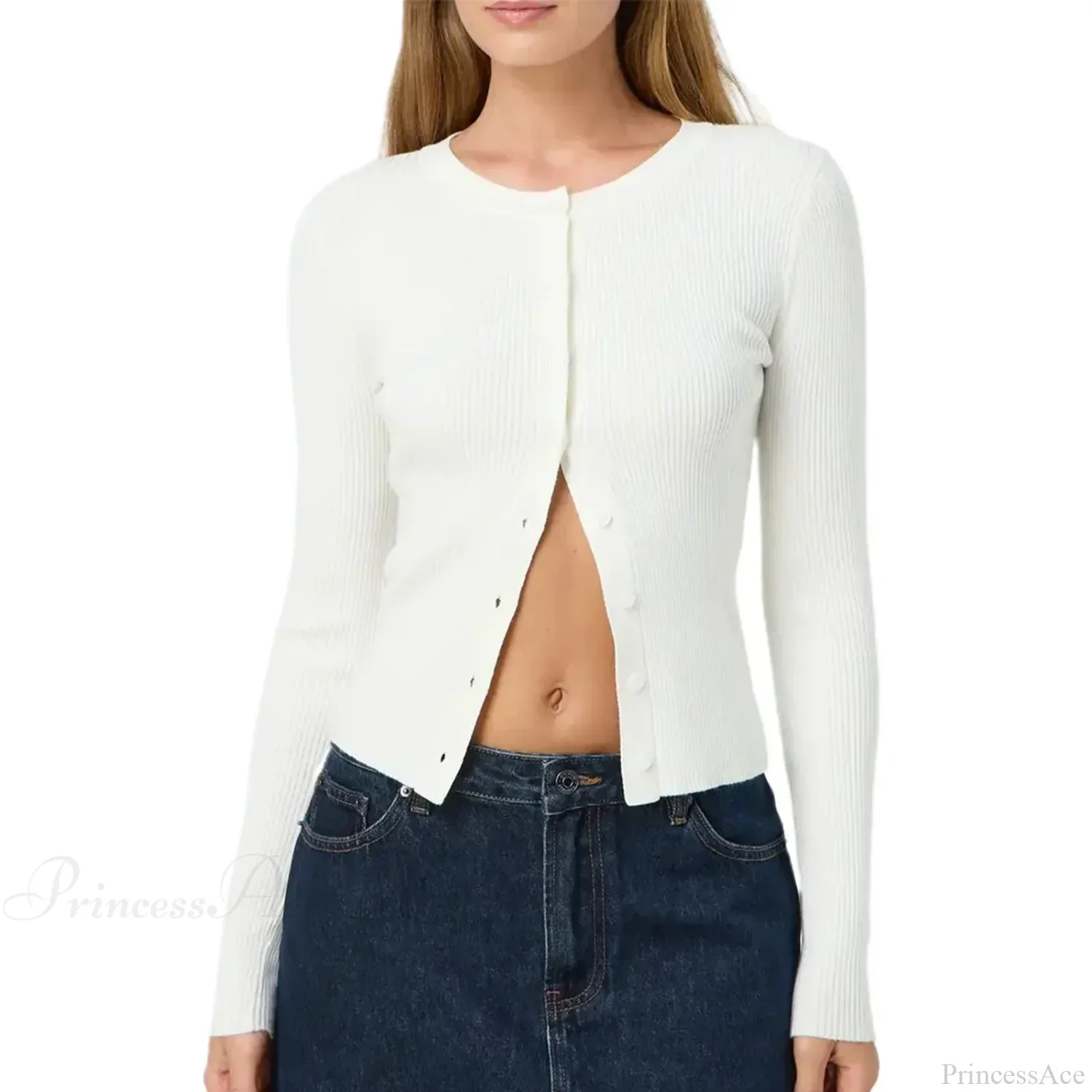 Ribbed Slim Button-Up Long Sleeve Cardigan - Image 15