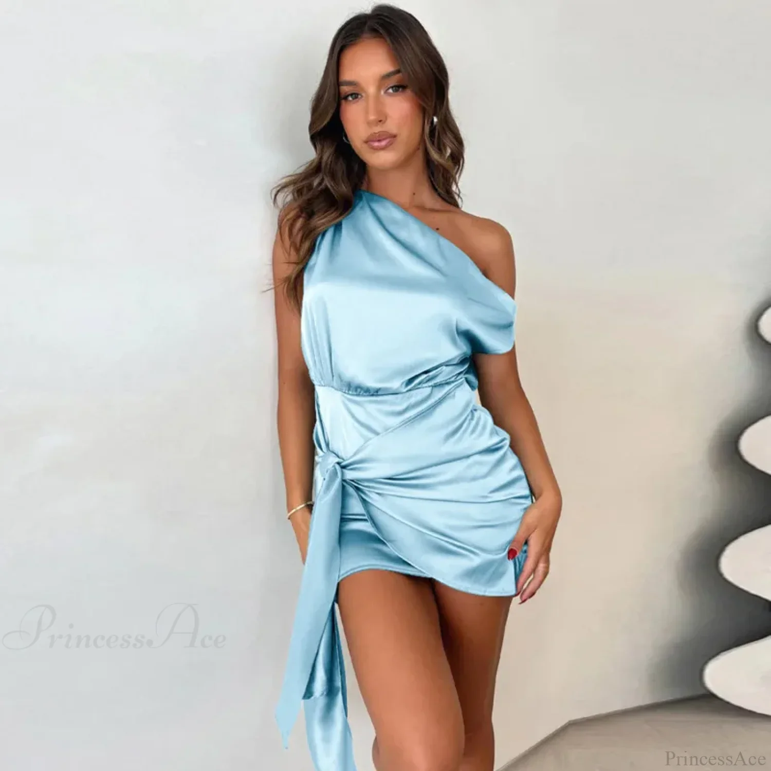 Ribbon Pleated Slim Bodycon Vacation Dress - Image 2