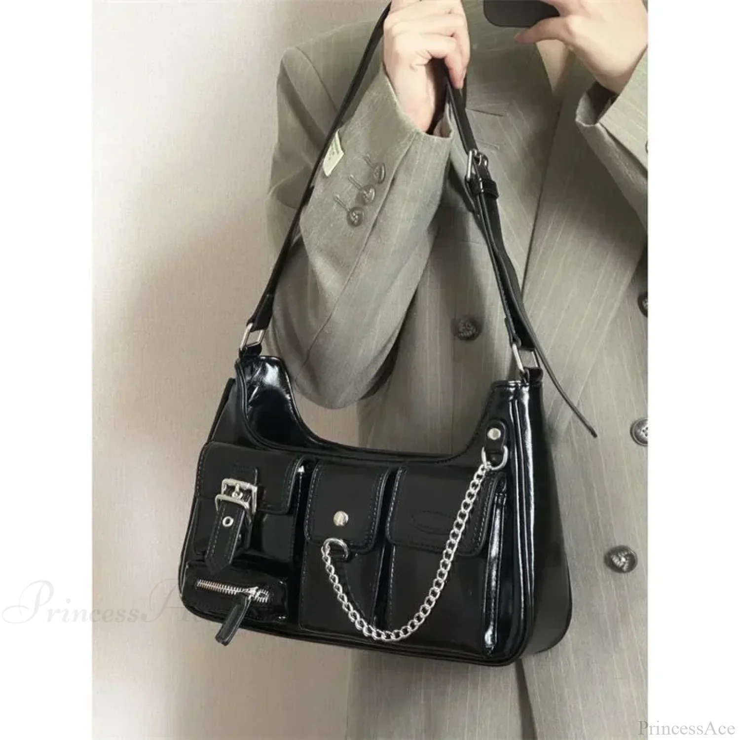 Richme Punk Chain Crossbody Shoulder Bag - Image 2