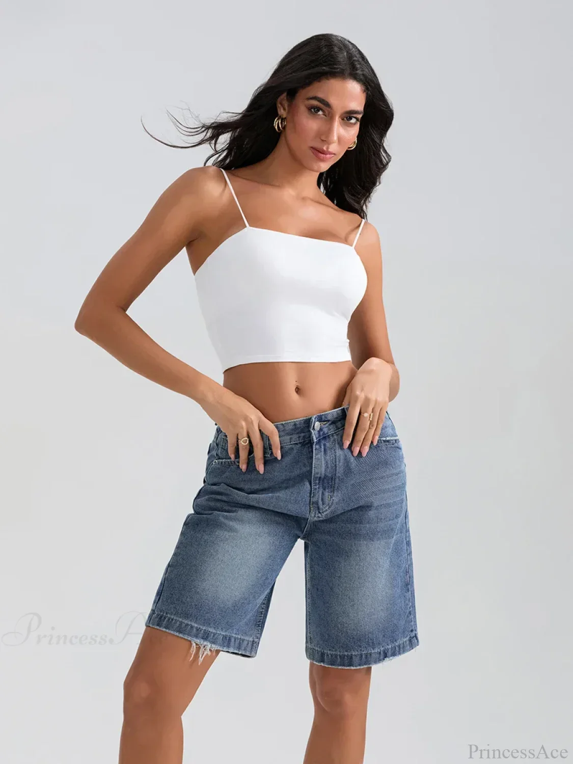 Ripped Button Denim Casual Short - Image 2
