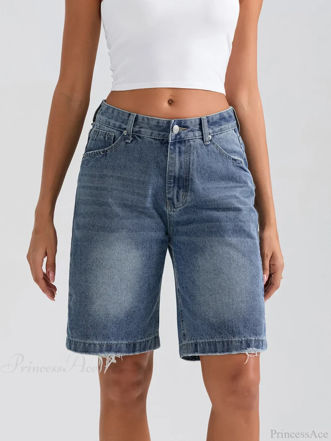 Ripped Button Denim Casual Short - Image 3