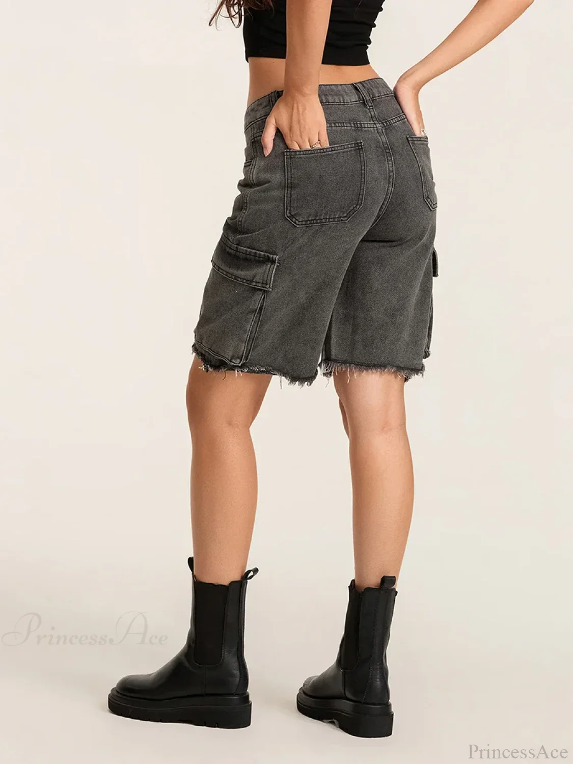 Ripped Button Denim Short - Image 2