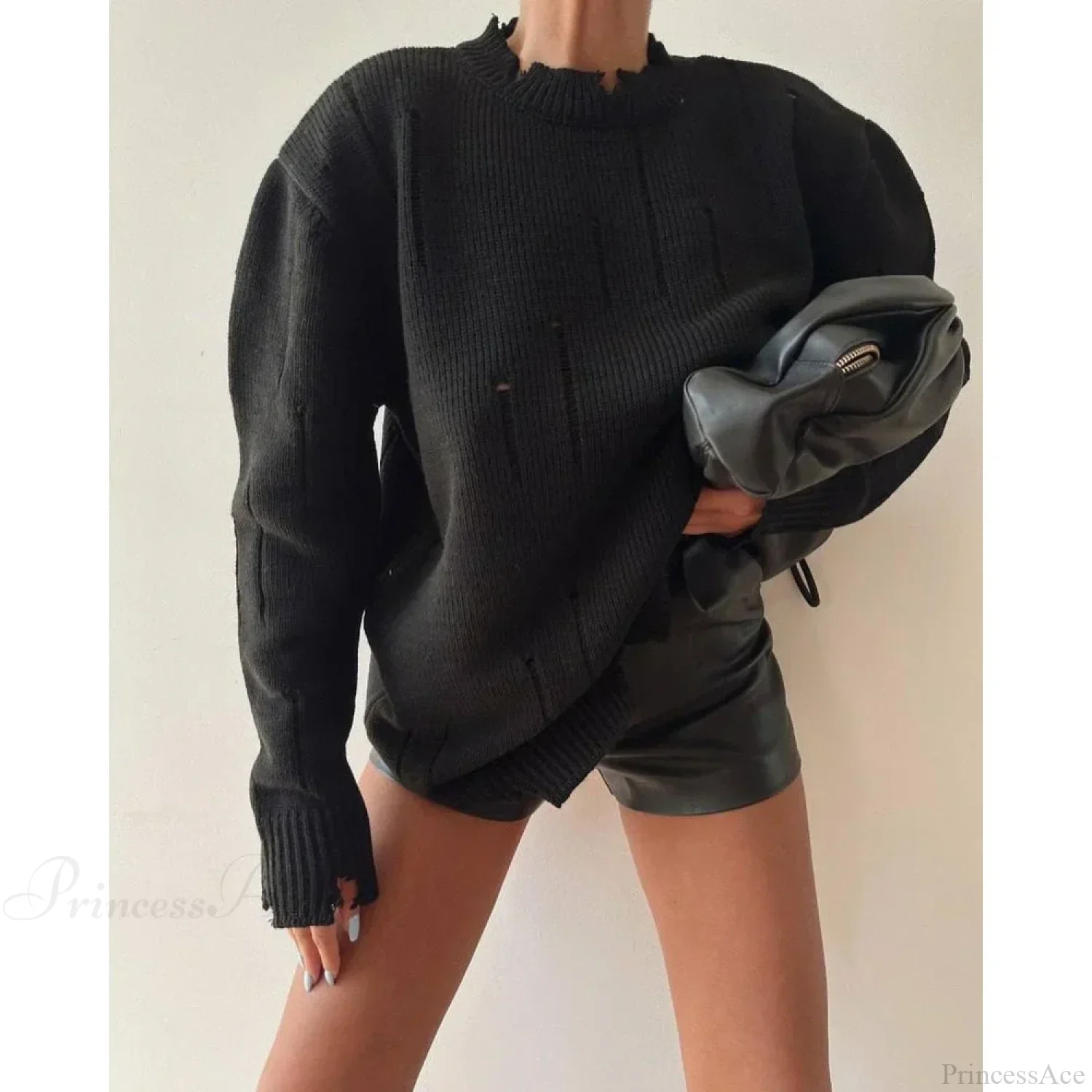Ripped Y2K Casual Long Sleeve Sweater - Image 3
