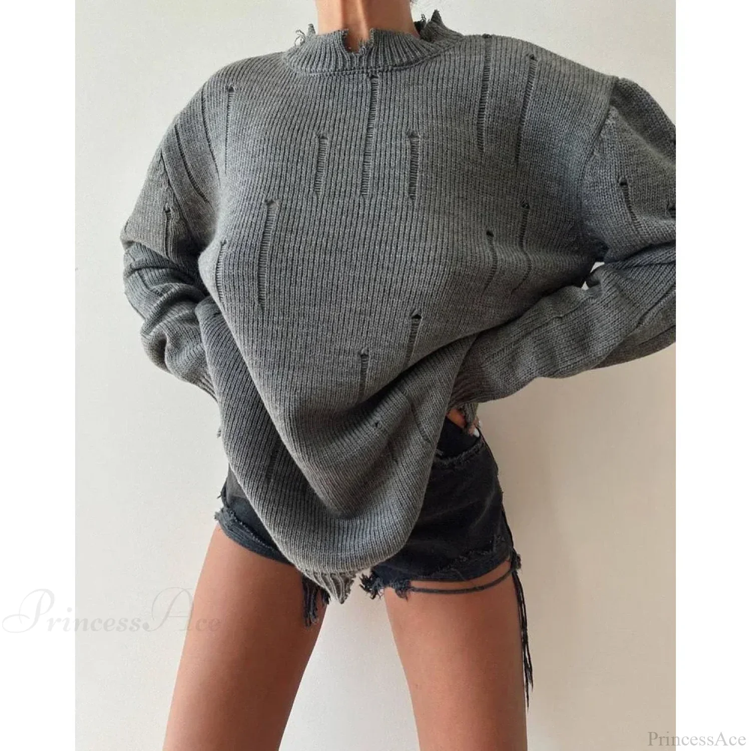 Ripped Y2K Casual Long Sleeve Sweater - Image 5