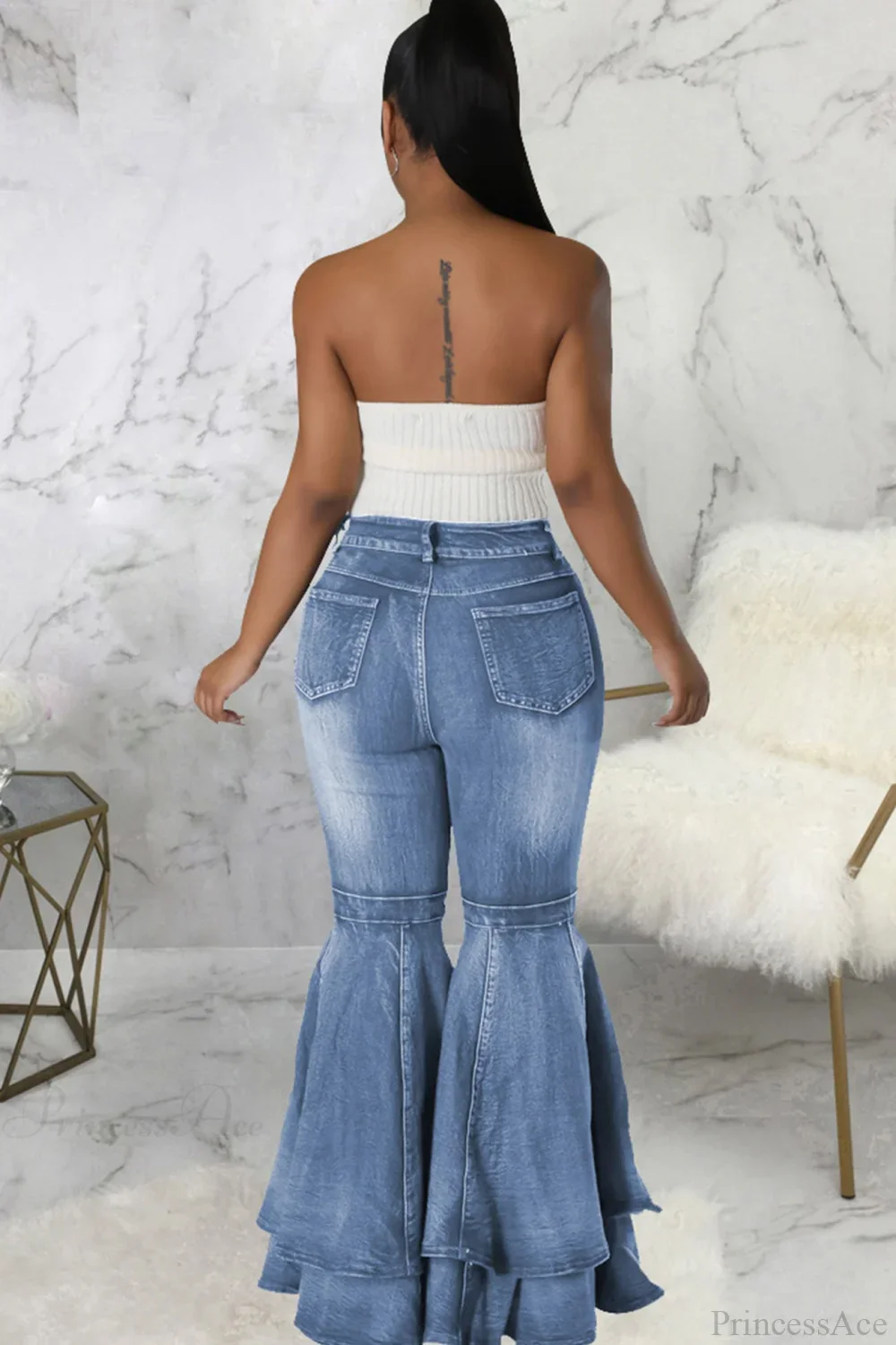 Rise Flares Tiered High Jeans - Image 5