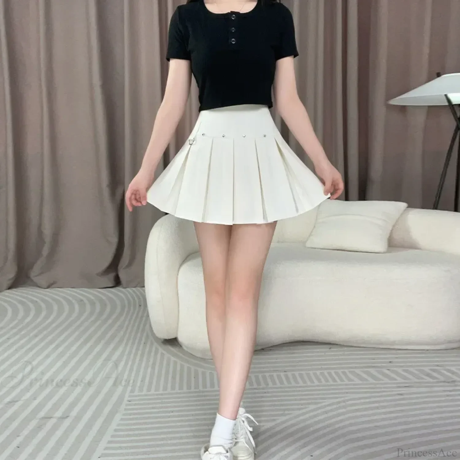 Rivet Pleated A-line Street Skirt - Image 6