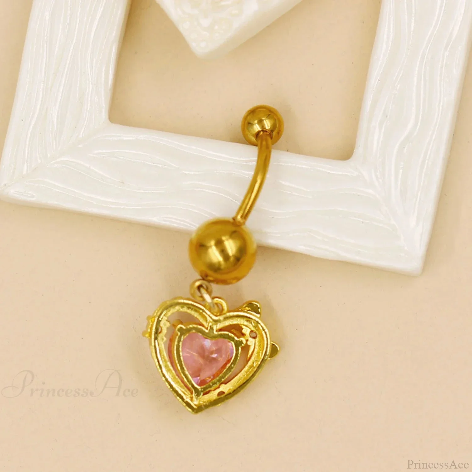 Rose Center Gothic Zircon Navel Ring - Image 3